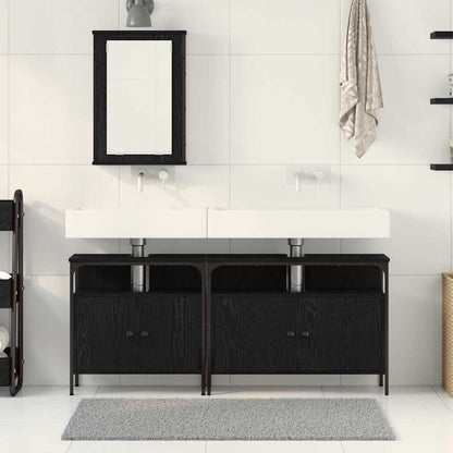 Unità da Bagno con lo scaffale 3 pcs Nero Legno multistrato | homemem39
