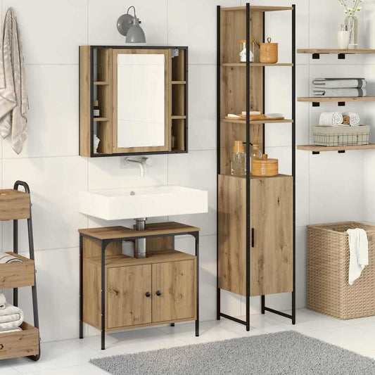 Set di mobili per il bagno con porta 3 pcs Rovere artigianale