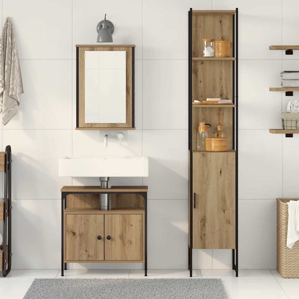 Set di mobili per il bagno 3 pz Rovere artigianale | homemem39