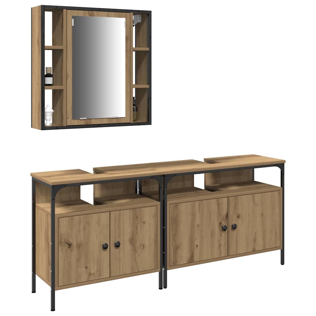 Unità da Bagno con lo scaffale 3 pcs Marrone Legno multistrato | homemem39