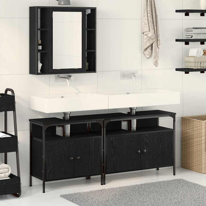 Unità da Bagno con lo scaffale 3 pcs Nero Legno multistrato | homemem39