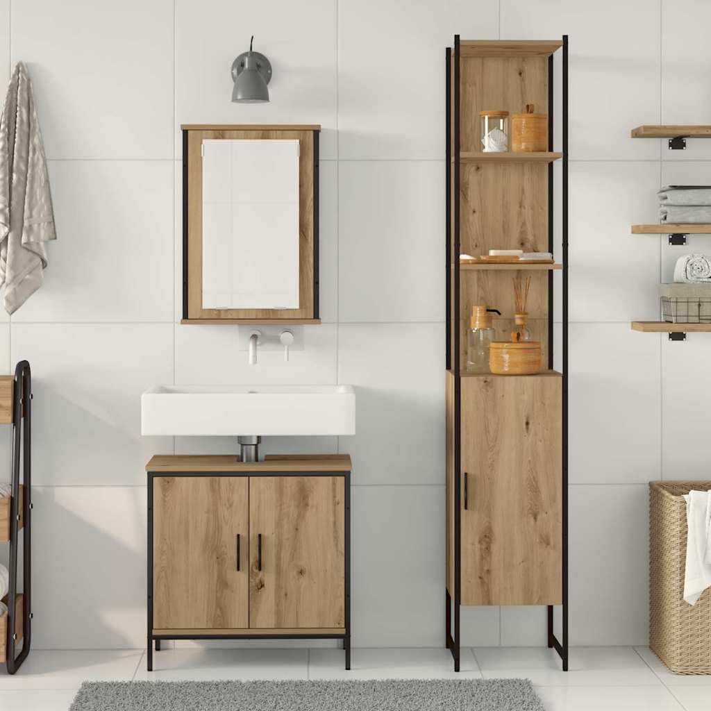 Set di mobili per il bagno 3 pz Marrone 33 x 33 x 185,5 cm | homemem39