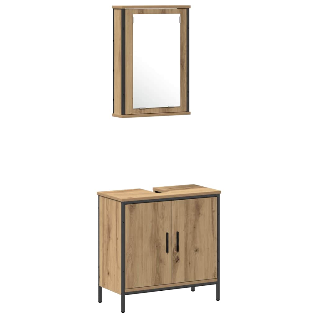 Set di mobili per il bagno 3 pz Marrone 33 x 33 x 185,5 cm | homemem39