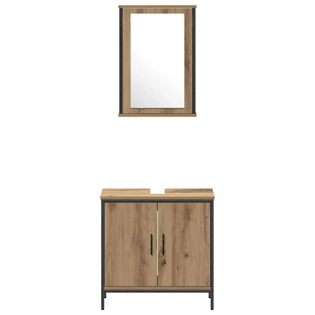 Set di mobili per il bagno 3 pz Marrone 33 x 33 x 185,5 cm | homemem39