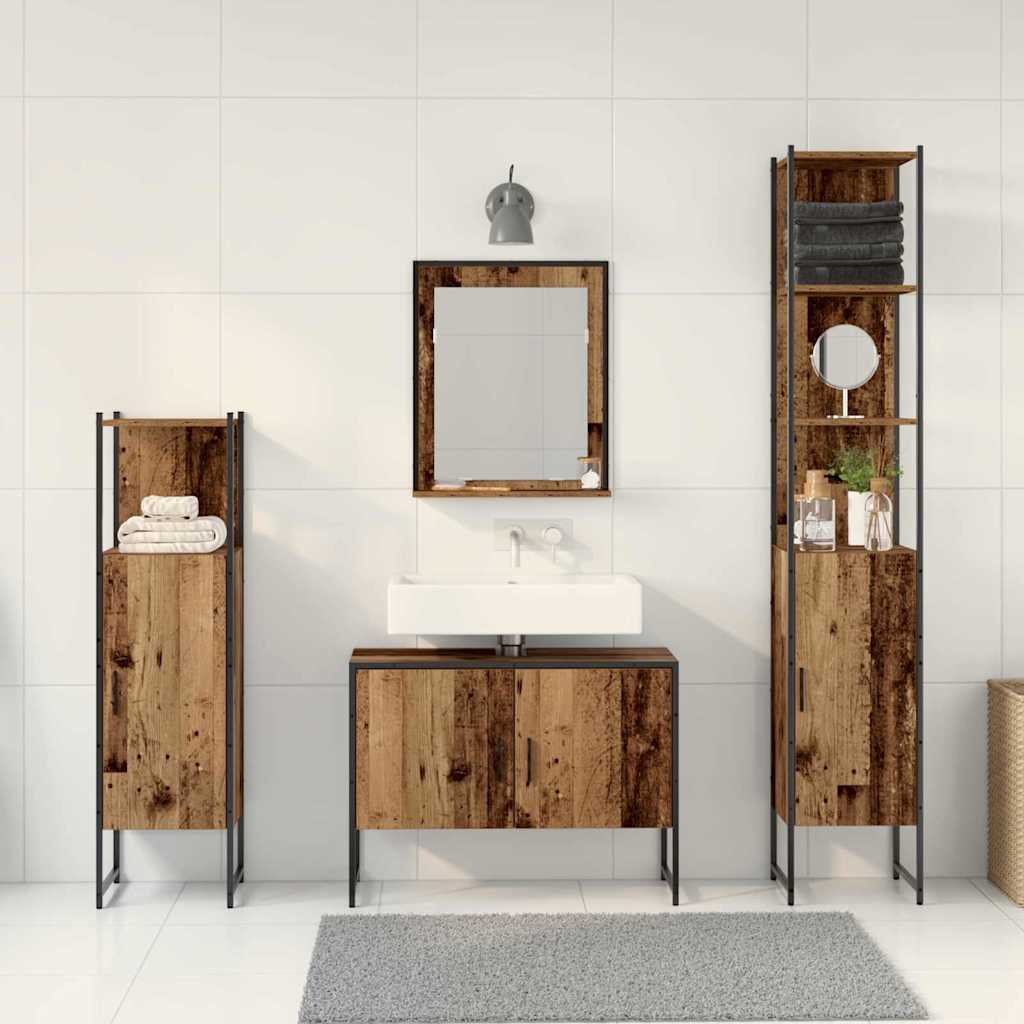 Set di mobili per il bagno 4 pcs Marrone Legno multistrato | homemem39