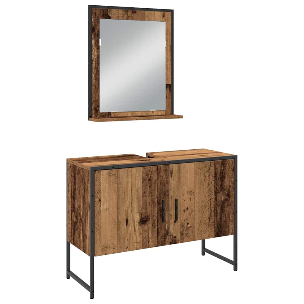 Set di mobili per il bagno 4 pcs Marrone Legno multistrato | homemem39