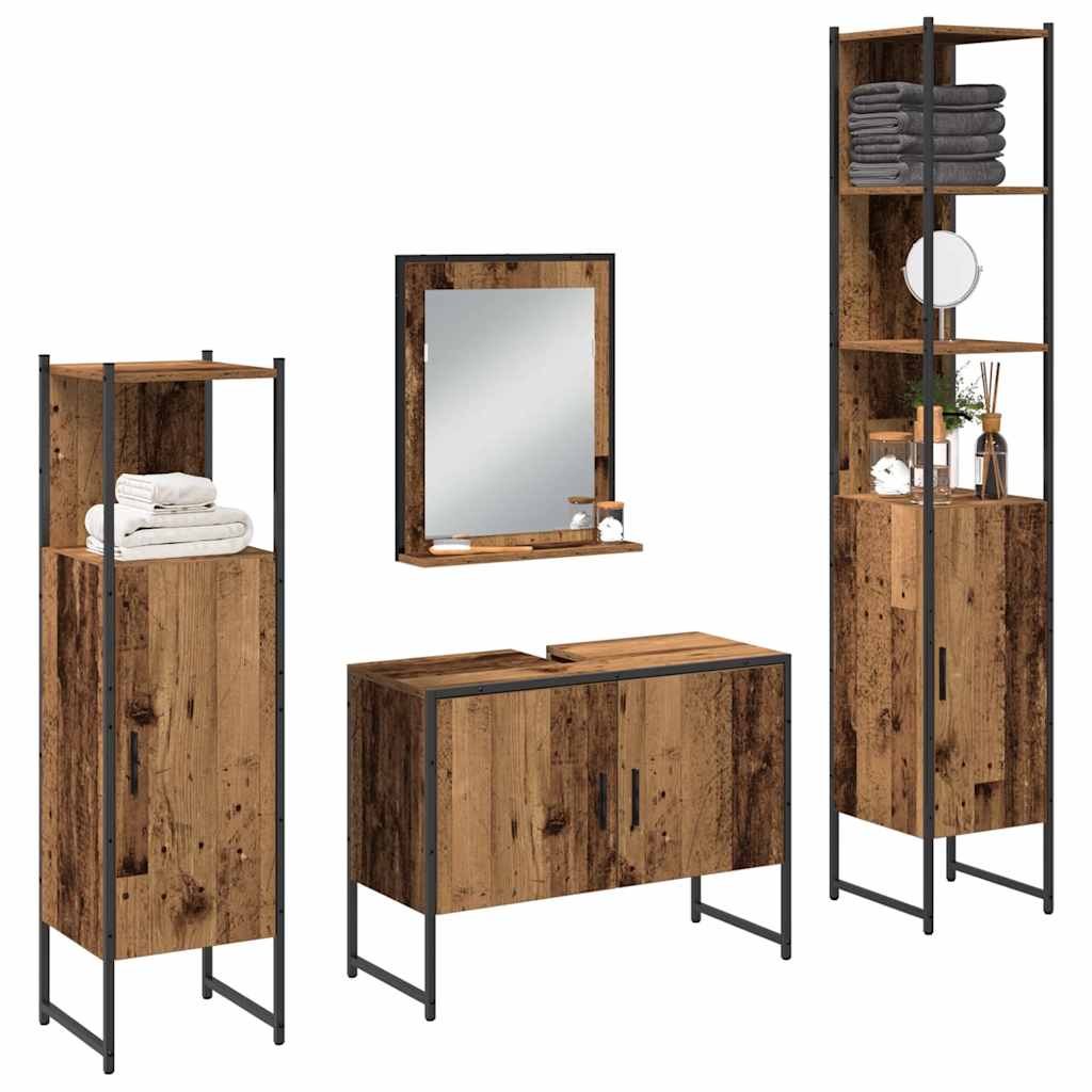 Set di mobili per il bagno 4 pcs Marrone Legno multistrato | homemem39
