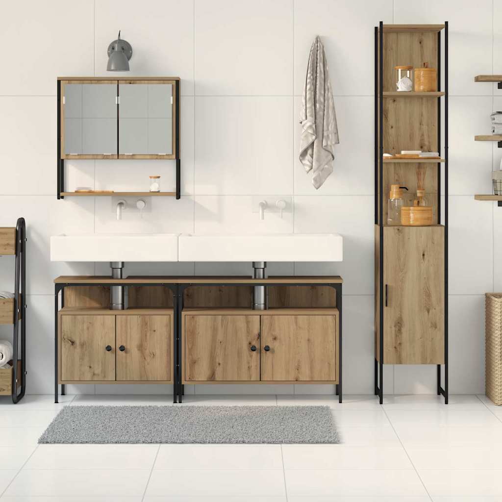 Set di mobili per il bagno 4 pz Rovere artigianale | homemem39