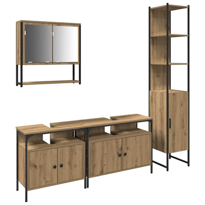 Set di mobili per il bagno 4 pz Rovere artigianale | homemem39