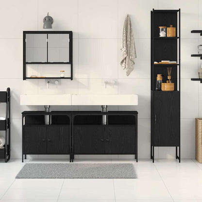 Set di mobili per il bagno 4 pcs Rovere nero Legno multistrato | homemem39