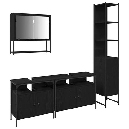 Set di mobili per il bagno 4 pcs Rovere nero Legno multistrato | homemem39