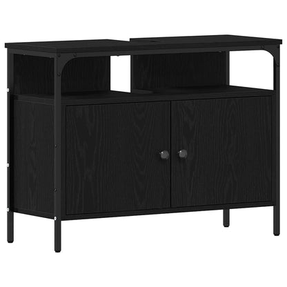 Set di mobili per il bagno 4 pcs Rovere nero Legno multistrato | homemem39
