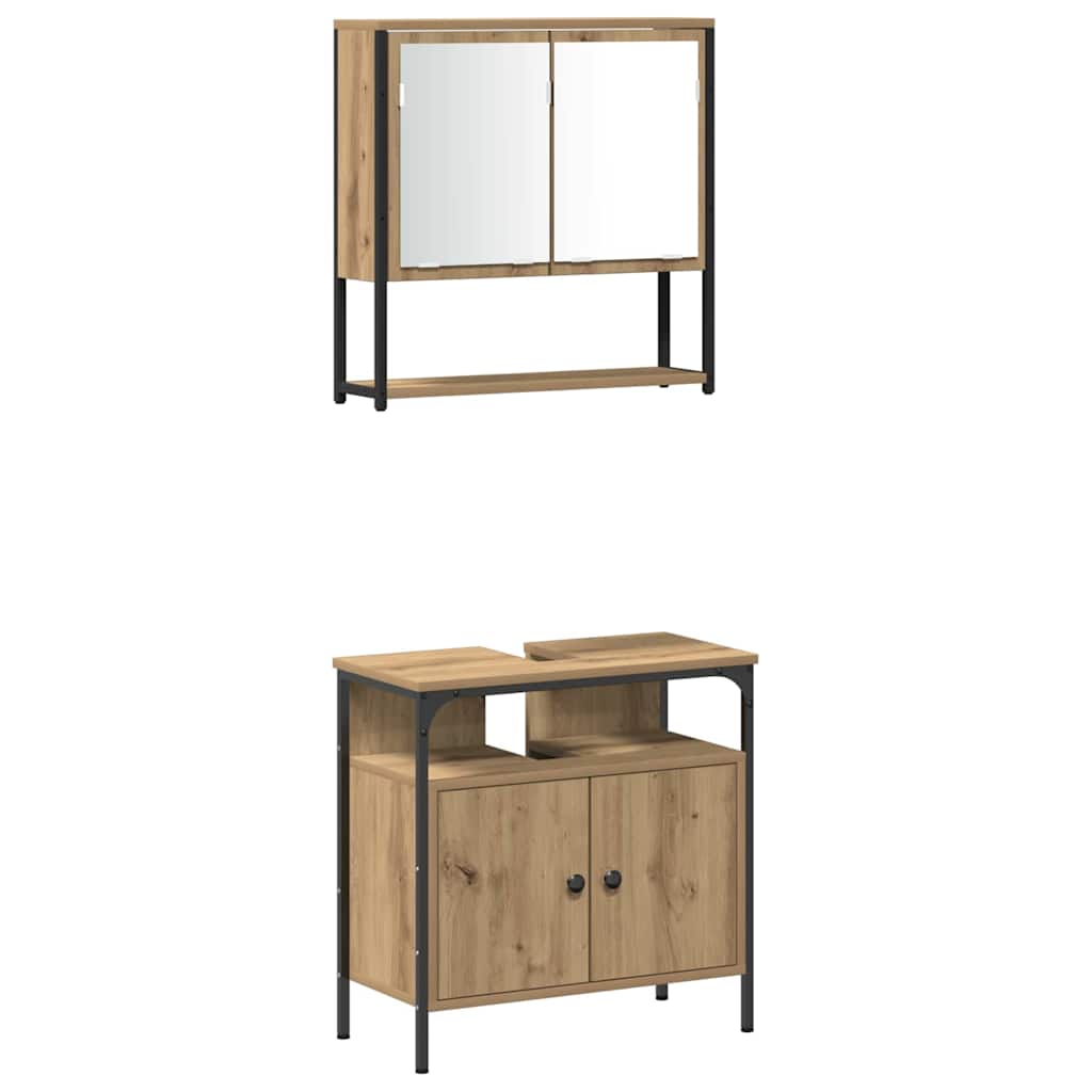 Set di mobili per il bagno 4 pz Rovere artigianale | homemem39