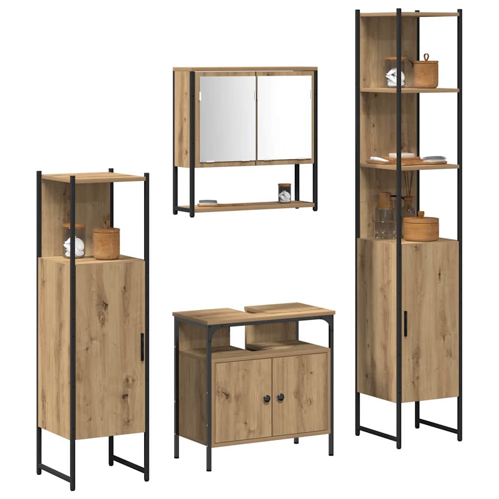 Set di mobili per il bagno 4 pz Rovere artigianale | homemem39