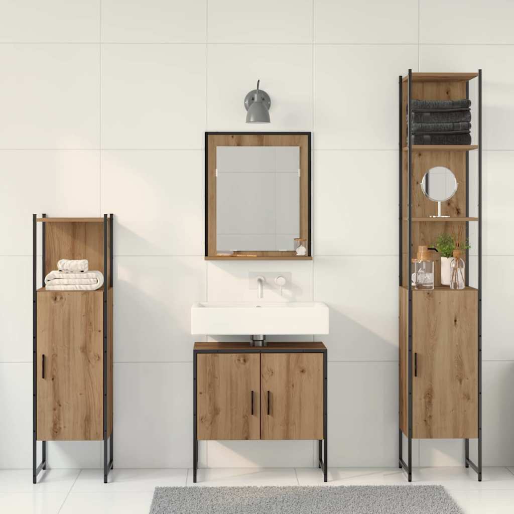 Set di mobili per il bagno 4 pcs Marrone 33 x 33 x 185.5 cm