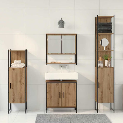 Set di mobili per il bagno 4 pz Marrone 33 x 33 x 185,5 cm | homemem39