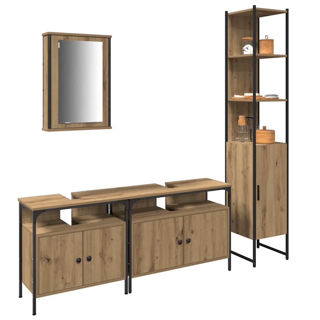 Set di mobili per il bagno 4 pz Rovere artigianale | homemem39