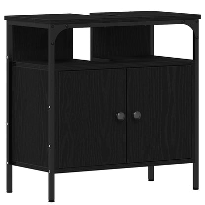 Set di mobili per il bagno 4 pcs Rovere Nero Legno multistrato | homemem39
