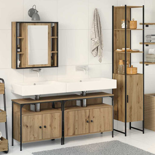 Set di Armadi da Bagno con lo scaffale 4 pcs rovere artigianale