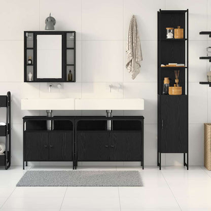Set di mobili per il bagno 4 pcs Rovere Nero Legno multistrato | homemem39