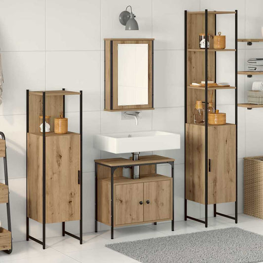 Set di mobili per il bagno 4 pz Rovere artigianale | homemem39