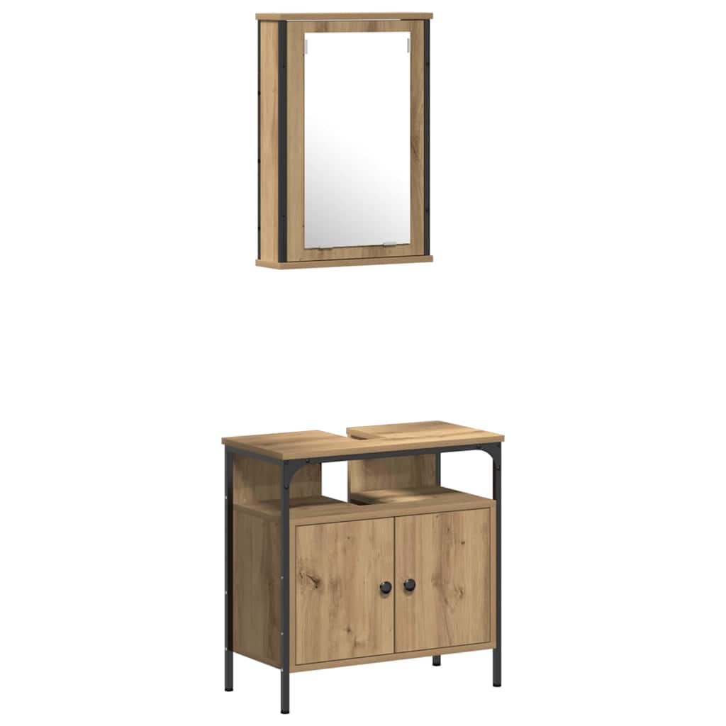 Set di mobili per il bagno 4 pz Rovere artigianale | homemem39