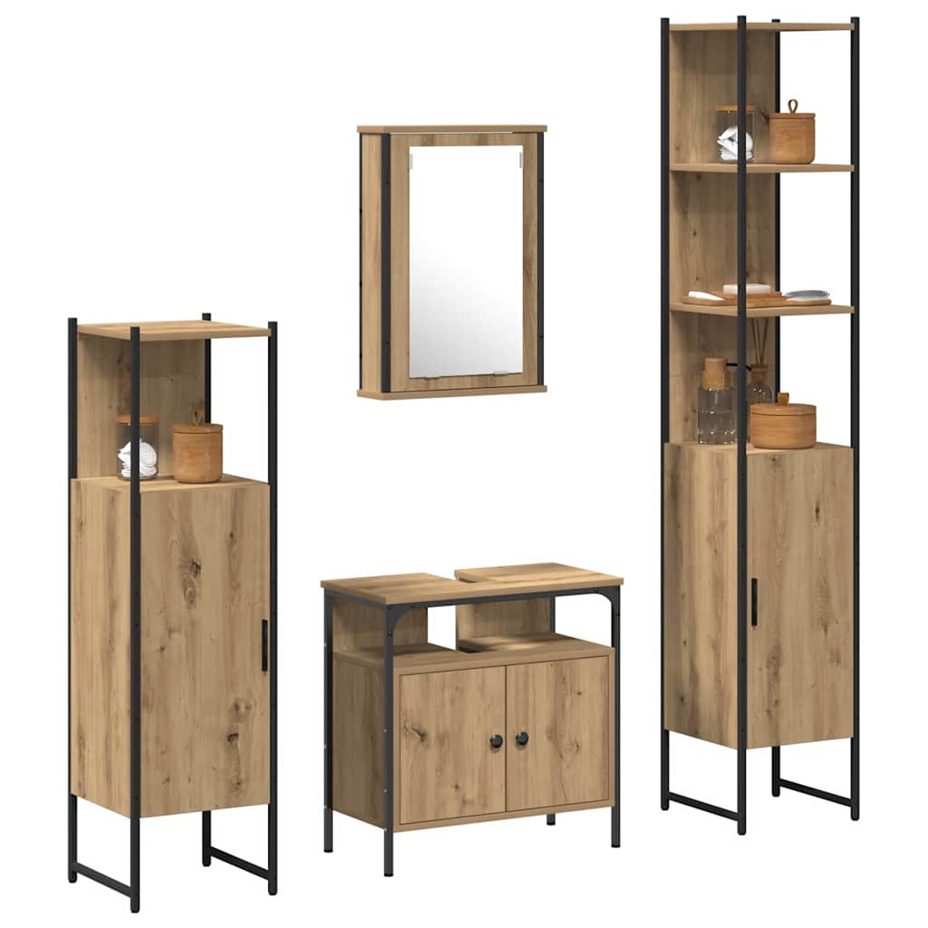 Set di mobili per il bagno 4 pz Rovere artigianale | homemem39