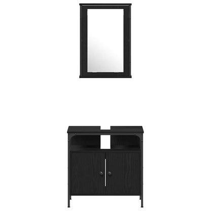 Set di mobili per il bagno 4 pcs Rovere nero Legno multistrato | homemem39