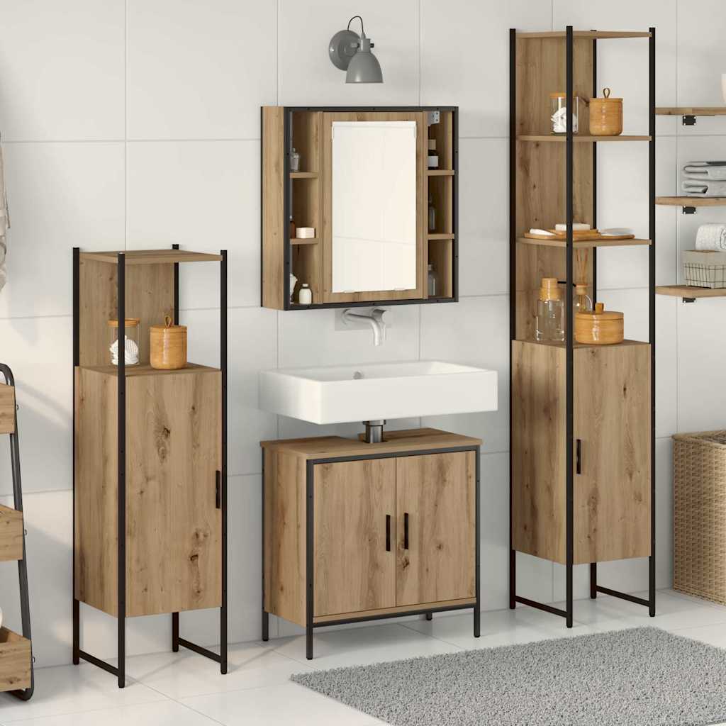 Set di mobili per il bagno 4 pcs Marrone Legno multistrato