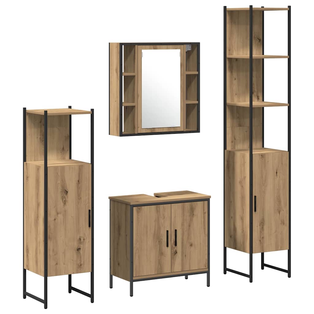 Set di mobili per il bagno 4 pcs Marrone Legno multistrato
