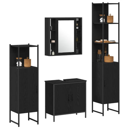Set di mobili per il bagno 4 pcs Nero Legno multistrato