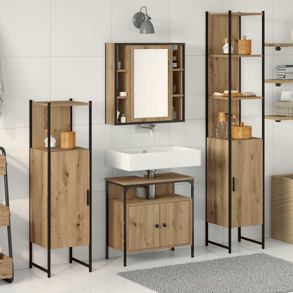 Set di Armadi da Bagno con cassetto 4 pcs rovere artigianale