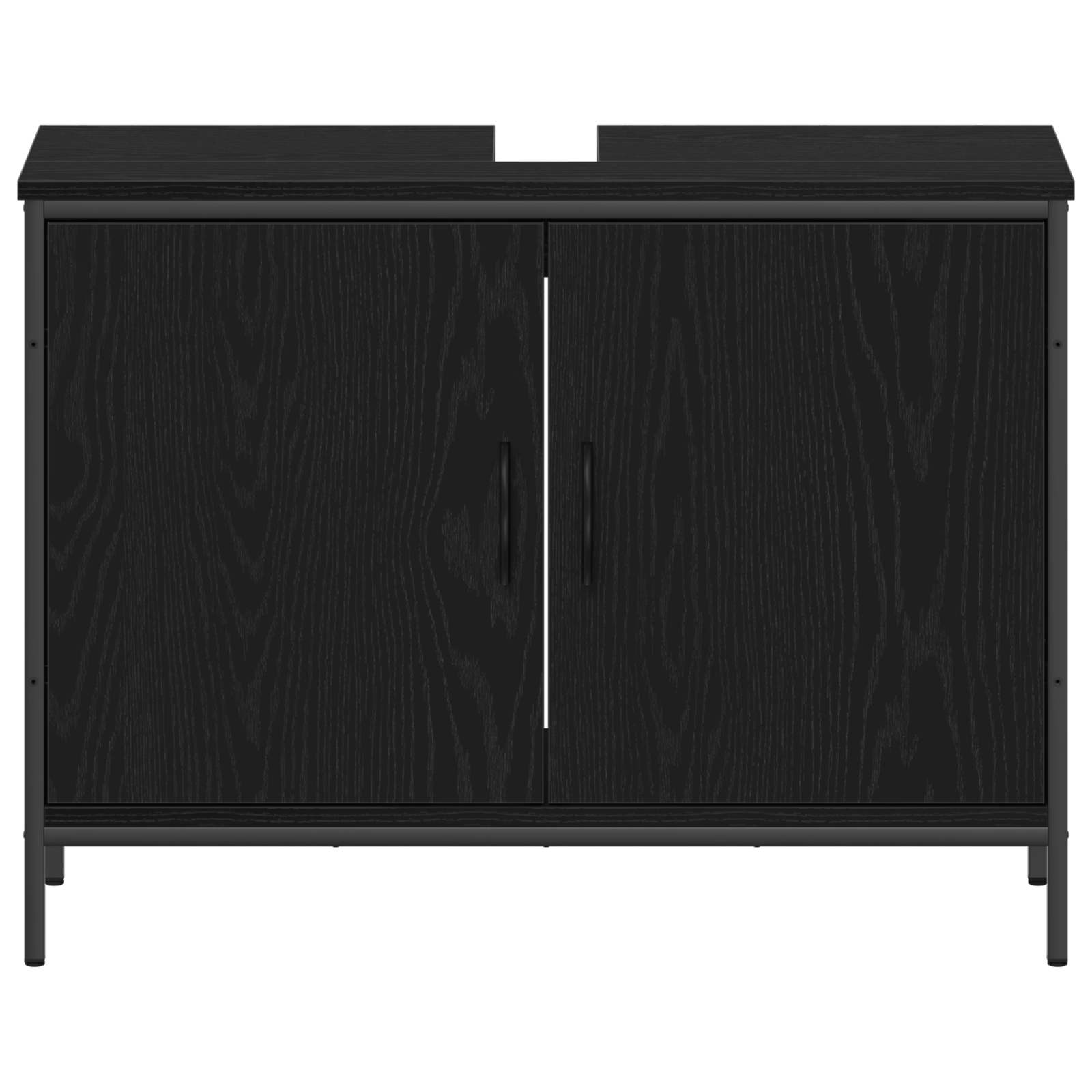 Set di mobili per il bagno 4 pcs Nero Legno multistrato | homemem39