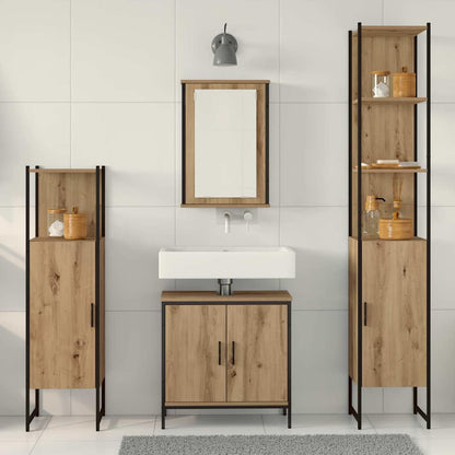 Set di mobili per il bagno 4 pz Marrone 33 x 33 x 185,5 cm | homemem39