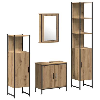 Set di mobili per il bagno 4 pz Marrone 33 x 33 x 185,5 cm | homemem39