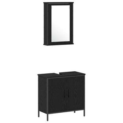 Set di mobili per il bagno 4 pcs Nero Legno multistrato | homemem39