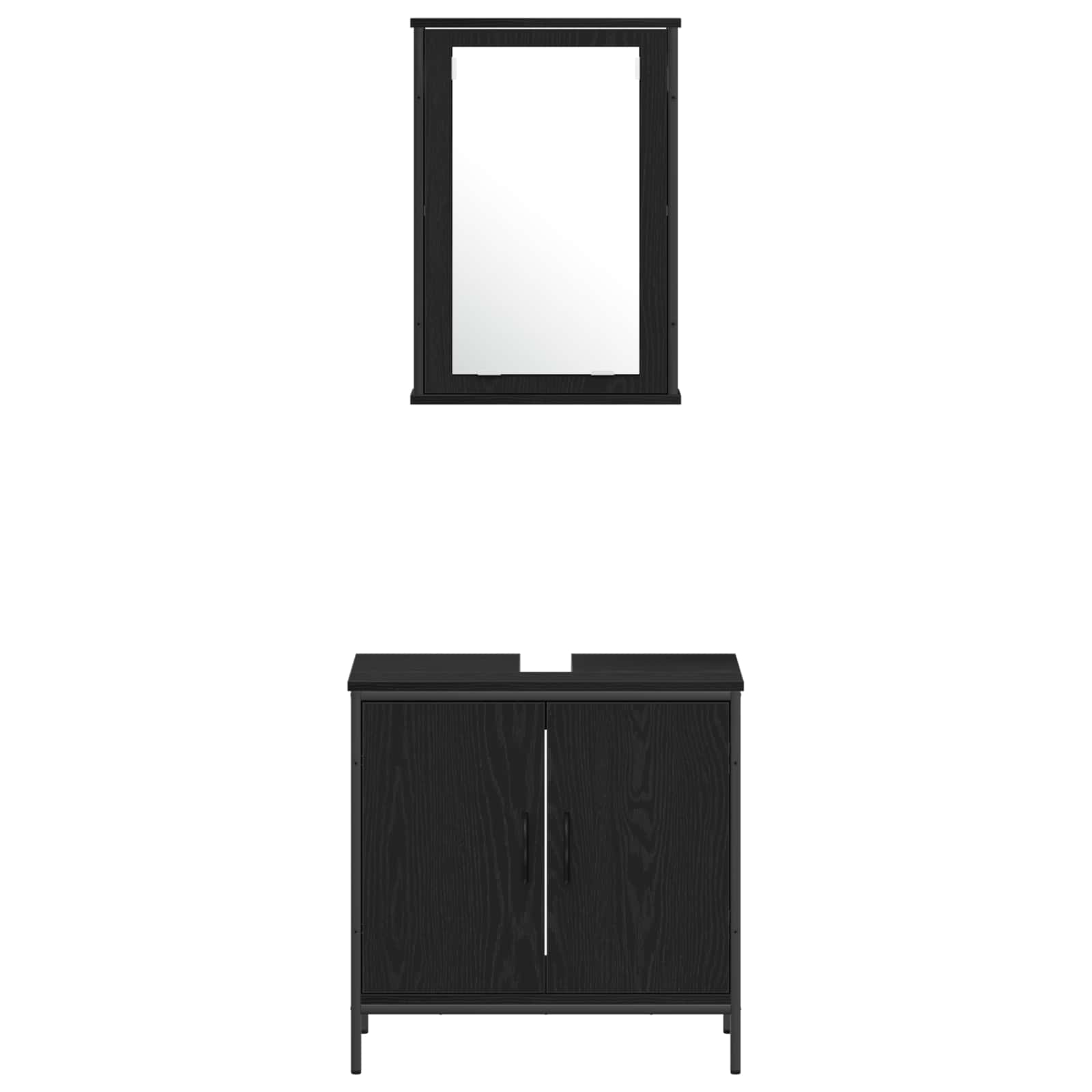 Set di mobili per il bagno 4 pcs Nero Legno multistrato | homemem39