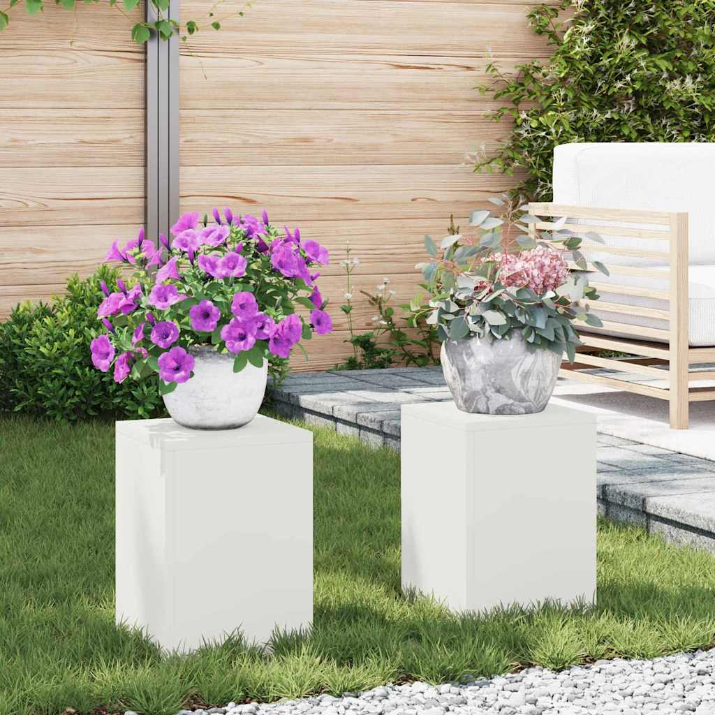 Supporti per piante 2 pcs Bianco 24 x 24 x 35 cm Acciaio