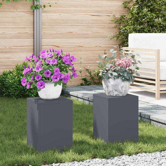 Supporti per piante 2 pcs Antracite 24 x 24 x 35 cm Acciaio