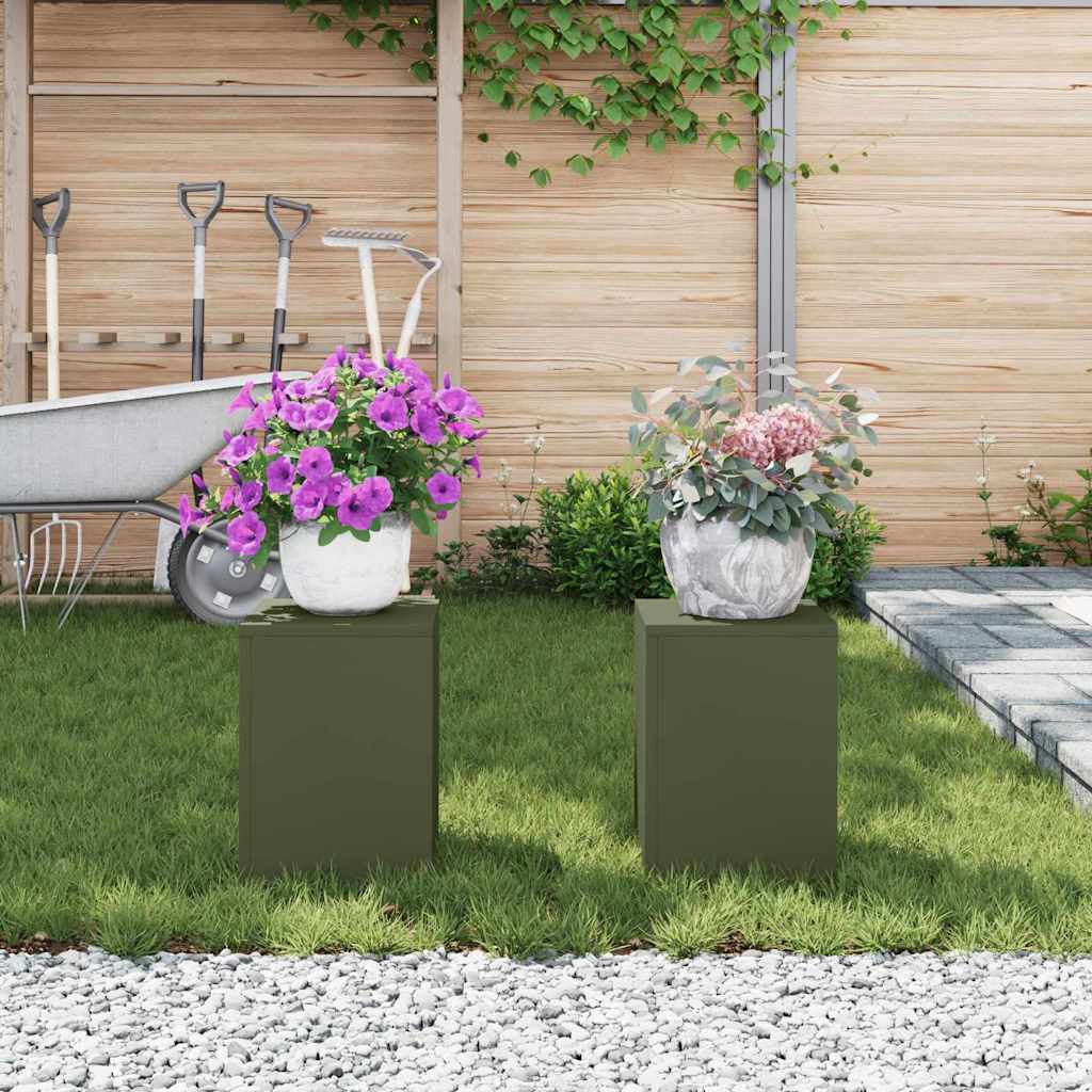 Supporti per piante 2 pcs Oliver verde 24 x 24 x 35 cm Acciaio