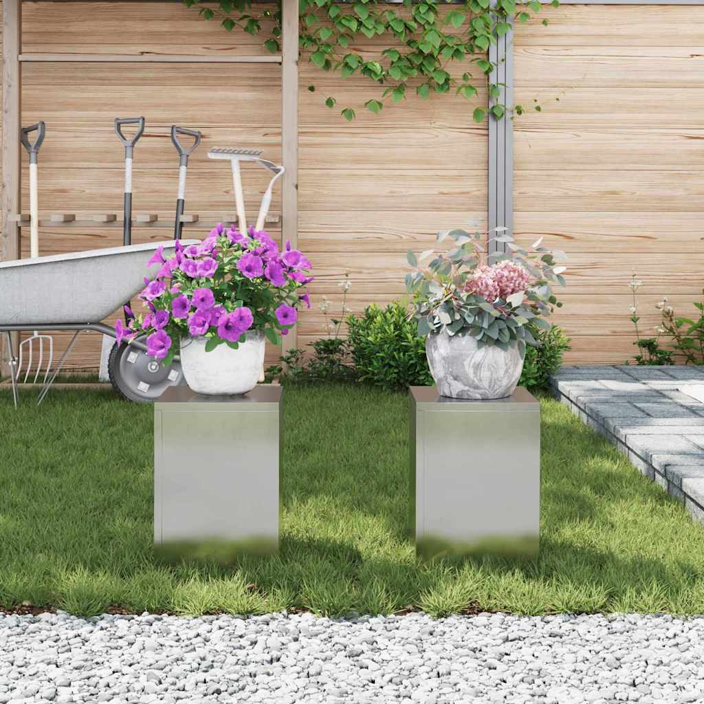 Supporti per piante 2 pcs Argento 24 x 24 x 35 cm