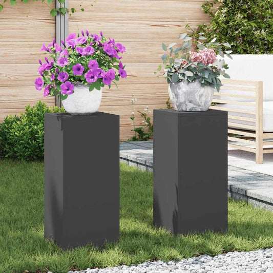 Supporti per piante 2 pcs Nero 24 x 24 x 55 cm Acciaio