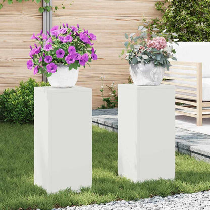 Supporti per piante 2 pcs Bianco 24 x 24 x 55 cm Acciaio
