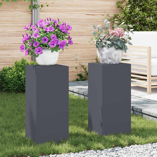 Supporti per piante 2 pcs Antracite 24 x 24 x 55 cm Acciaio