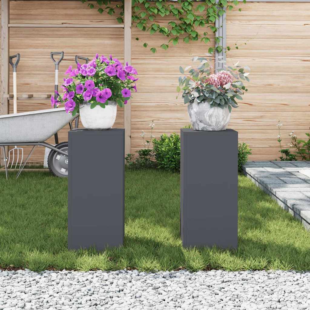 Supporti per piante 2 pcs Antracite 24 x 24 x 55 cm Acciaio