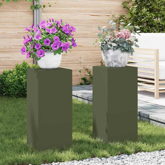 Supporti per piante 2 pcs Oliver verde 24 x 24 x 55 cm Acciaio
