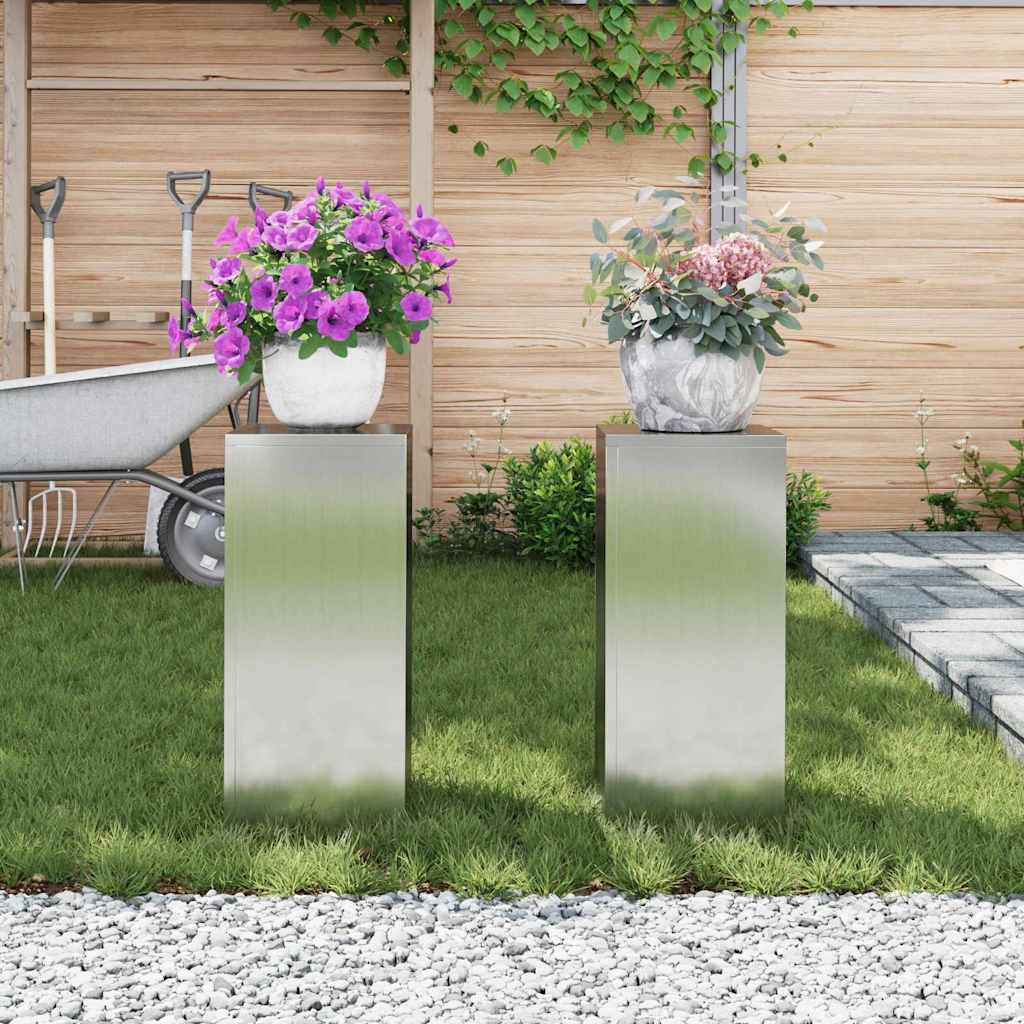Supporti per piante 2 pcs Argento 24 x 24 x 55 cm