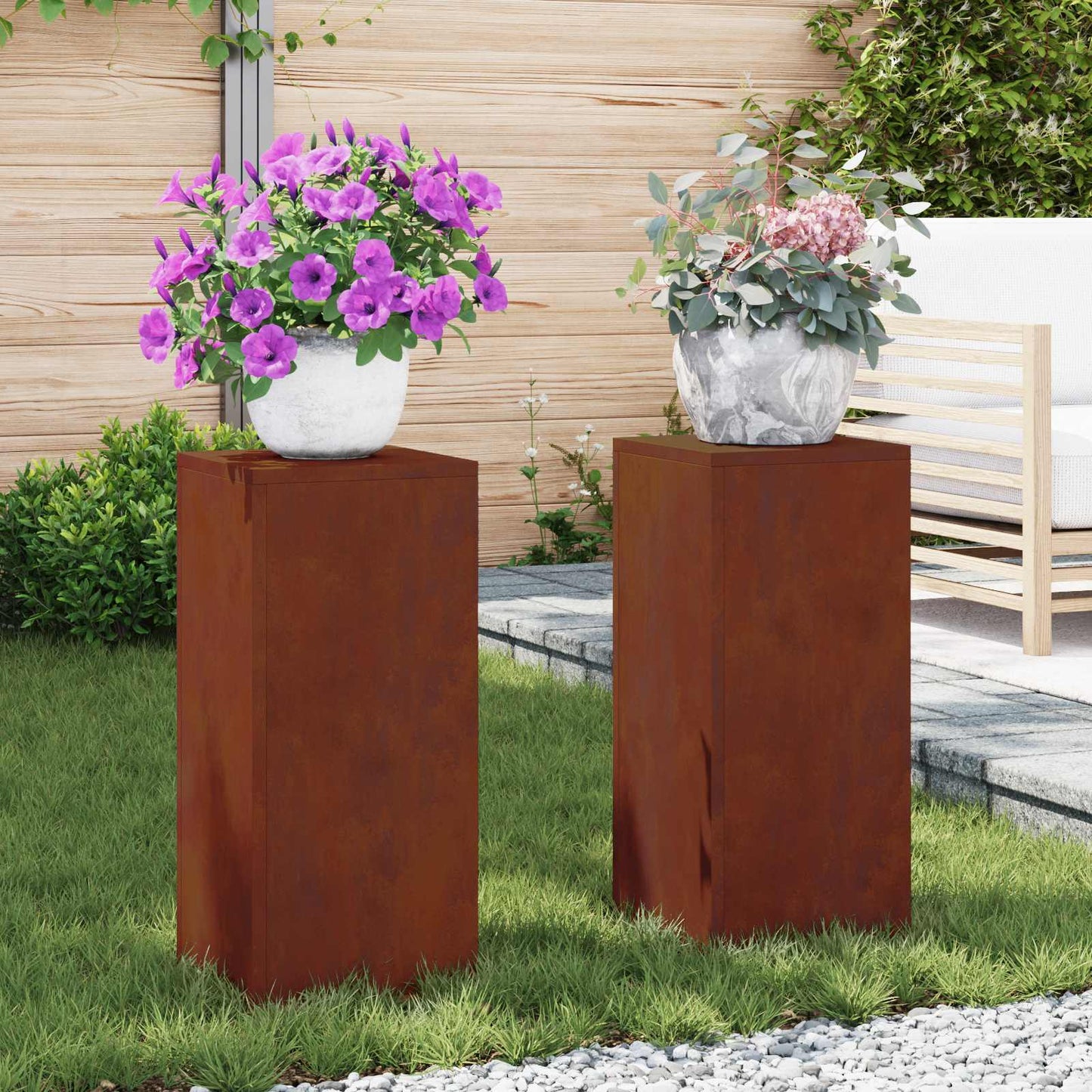Supporto per piante 2 pcs Ruggine 24 x 24 x 55 cm | homemem39