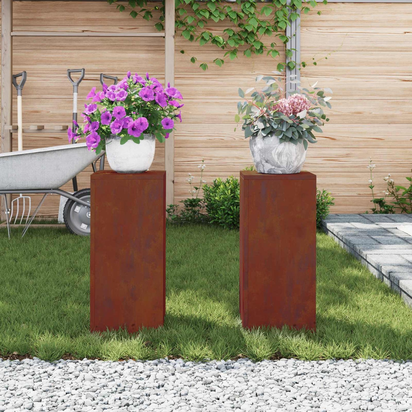 Supporto per piante 2 pcs Ruggine 24 x 24 x 55 cm | homemem39