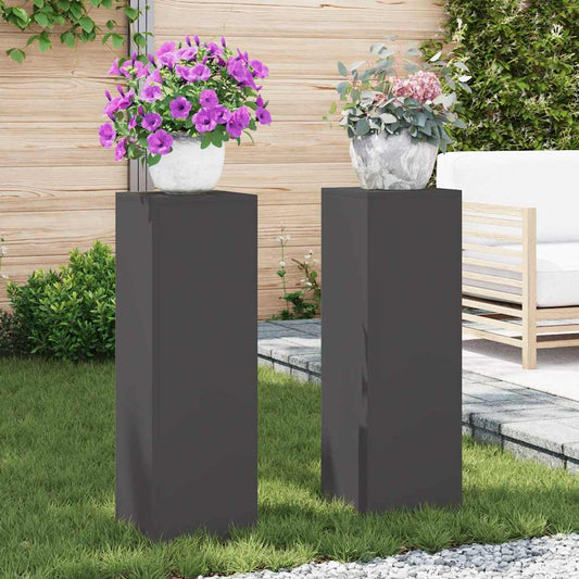 Supporti per piante 2 pcs Nero 24 x 24 x 75 cm Acciaio